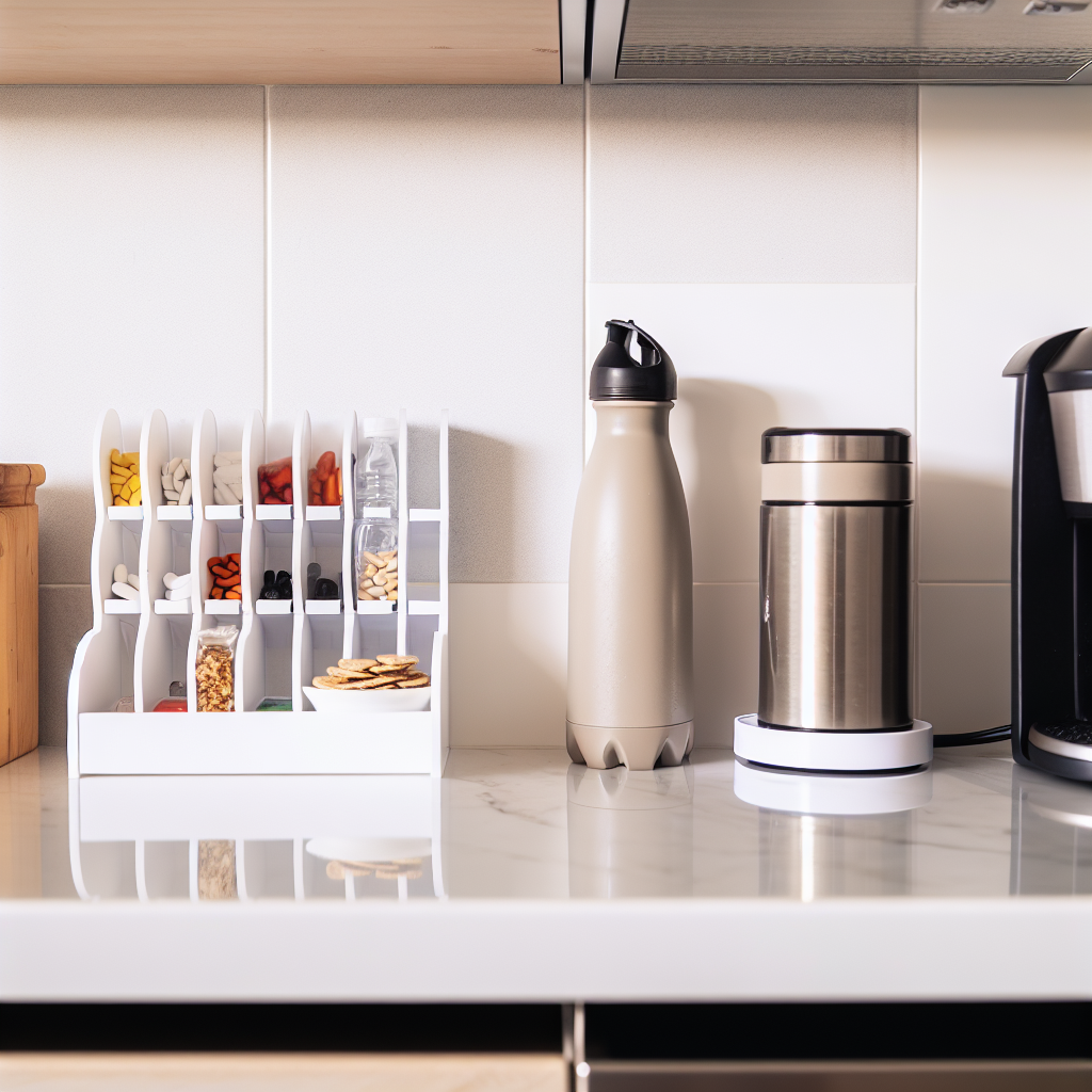 Organized kitchen counter with routine setup
